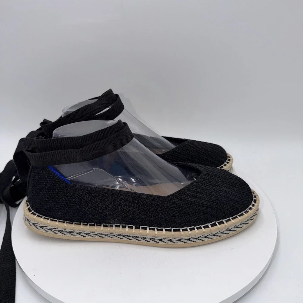 Rothy's The Espadrille Black Lace Up Shoes Size 9.5
